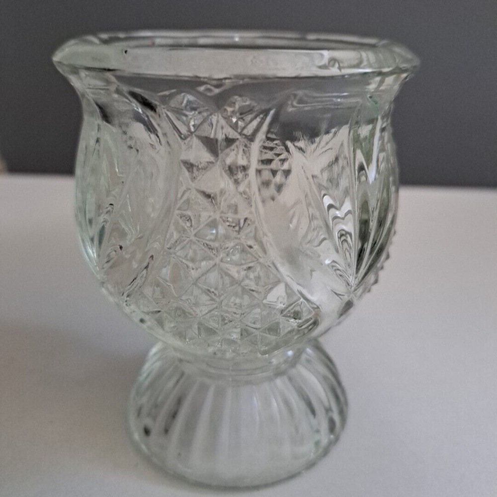 Vintage Fostoria Avon Crystal Glass Reversible 3" Votive/Taper Candle Holder x 2